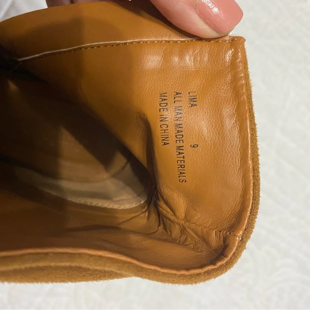 Charlotte Russe Tan Suede Peep-Toe Booties light Brown Size 9
